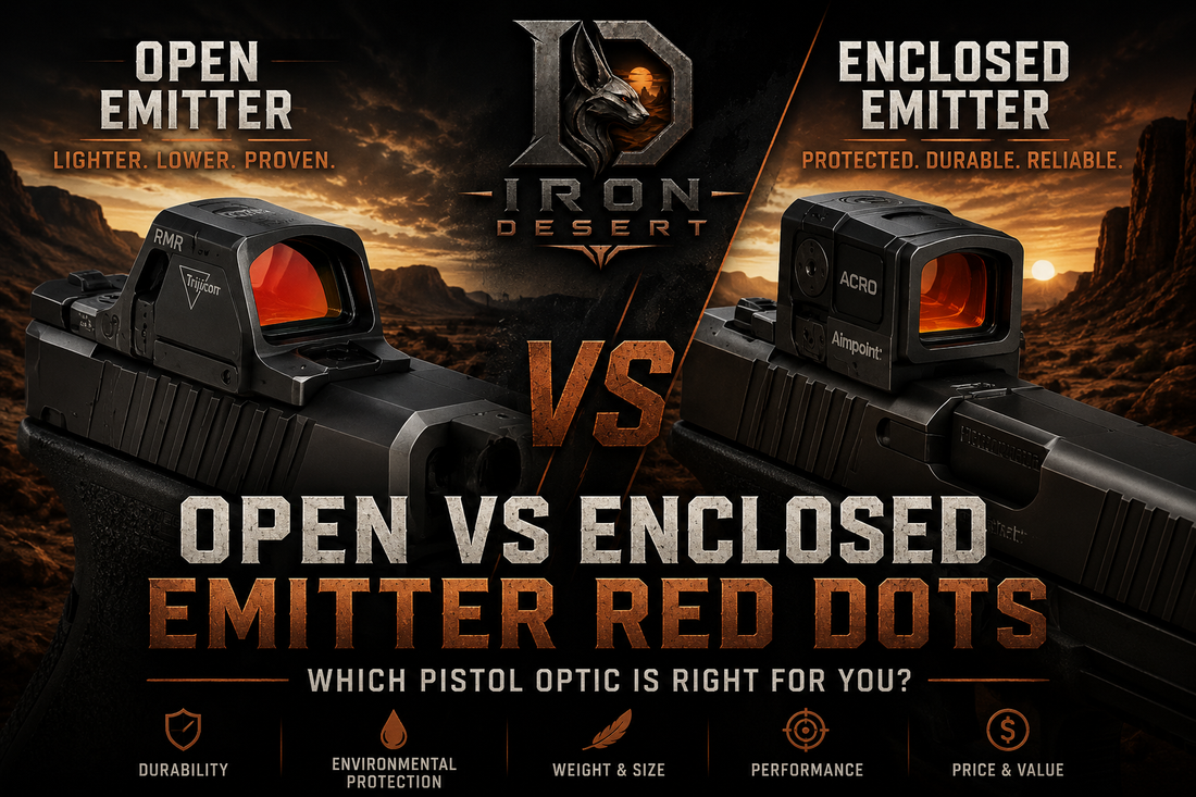 Open vs Enclosed Emitter Red Dots: Which Pistol Optic Should You Choose?