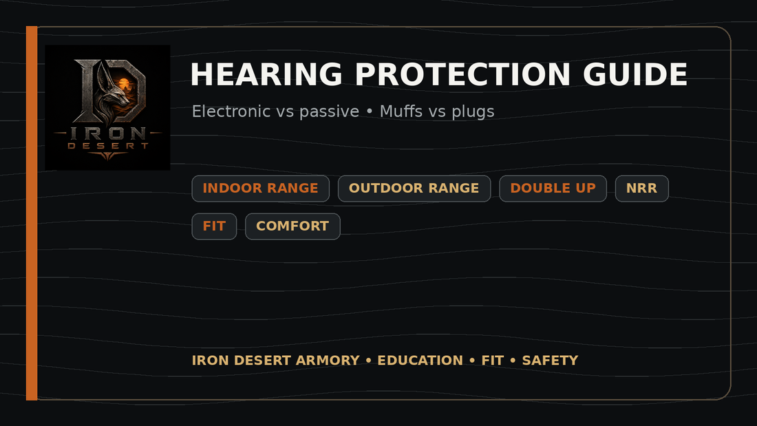 Iron Desert Armory electronic versus passive hearing protection guide for shooters