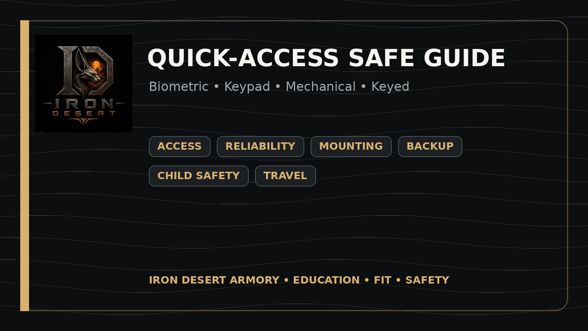 Iron Desert Armory quick access safe buyer guide comparing biometric keypad mechanical and keyed locks