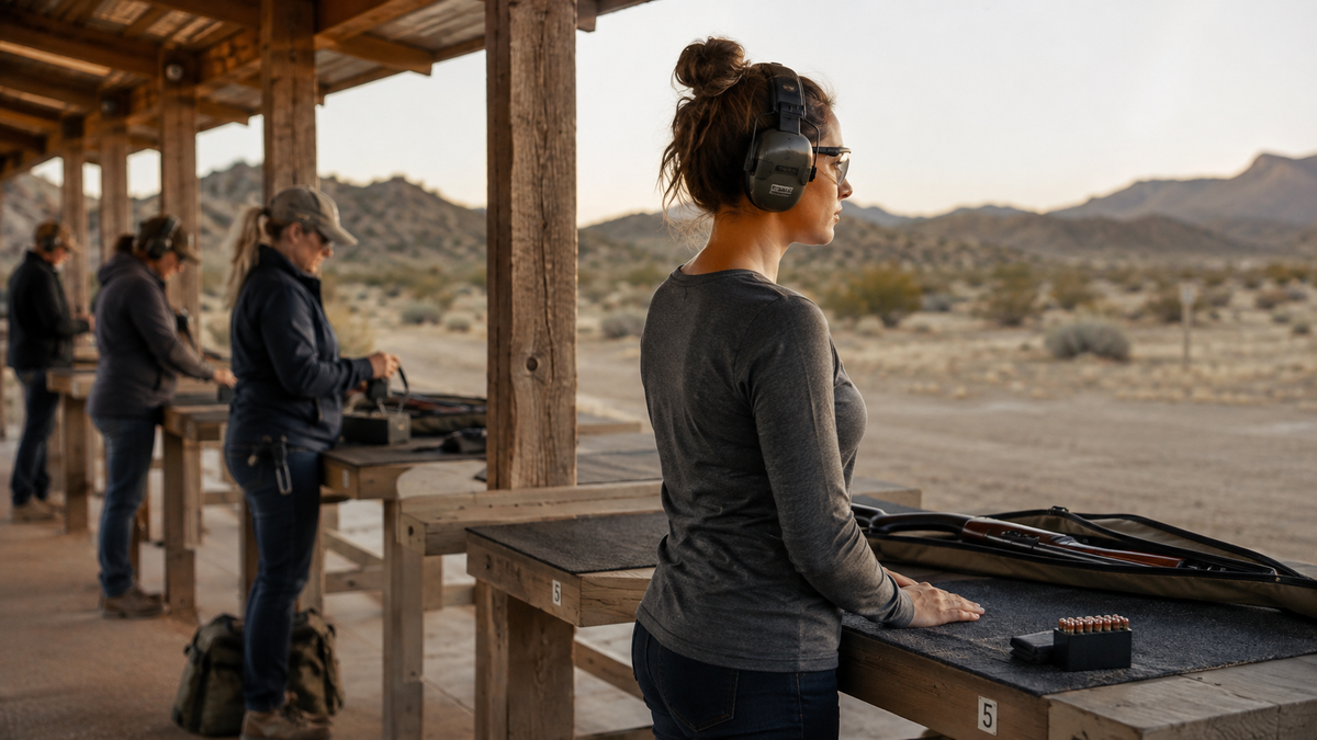 A newer woman shooter practicing confidently in a supportive range environment
