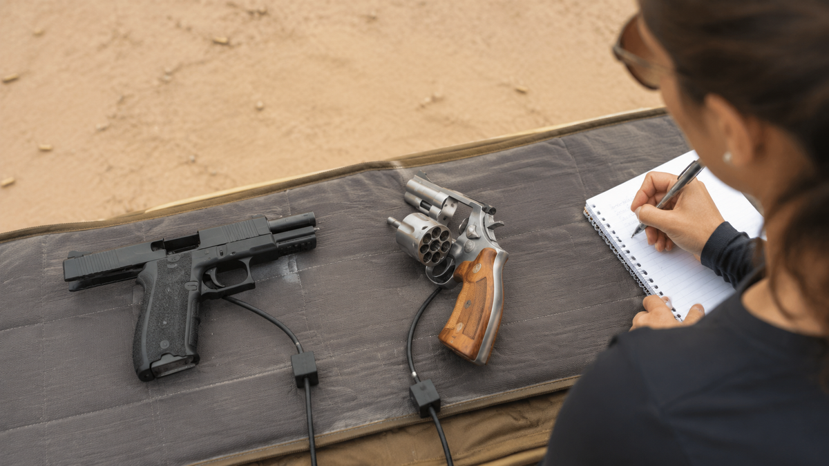 A safe comparison of an unloaded semi-automatic pistol and revolver