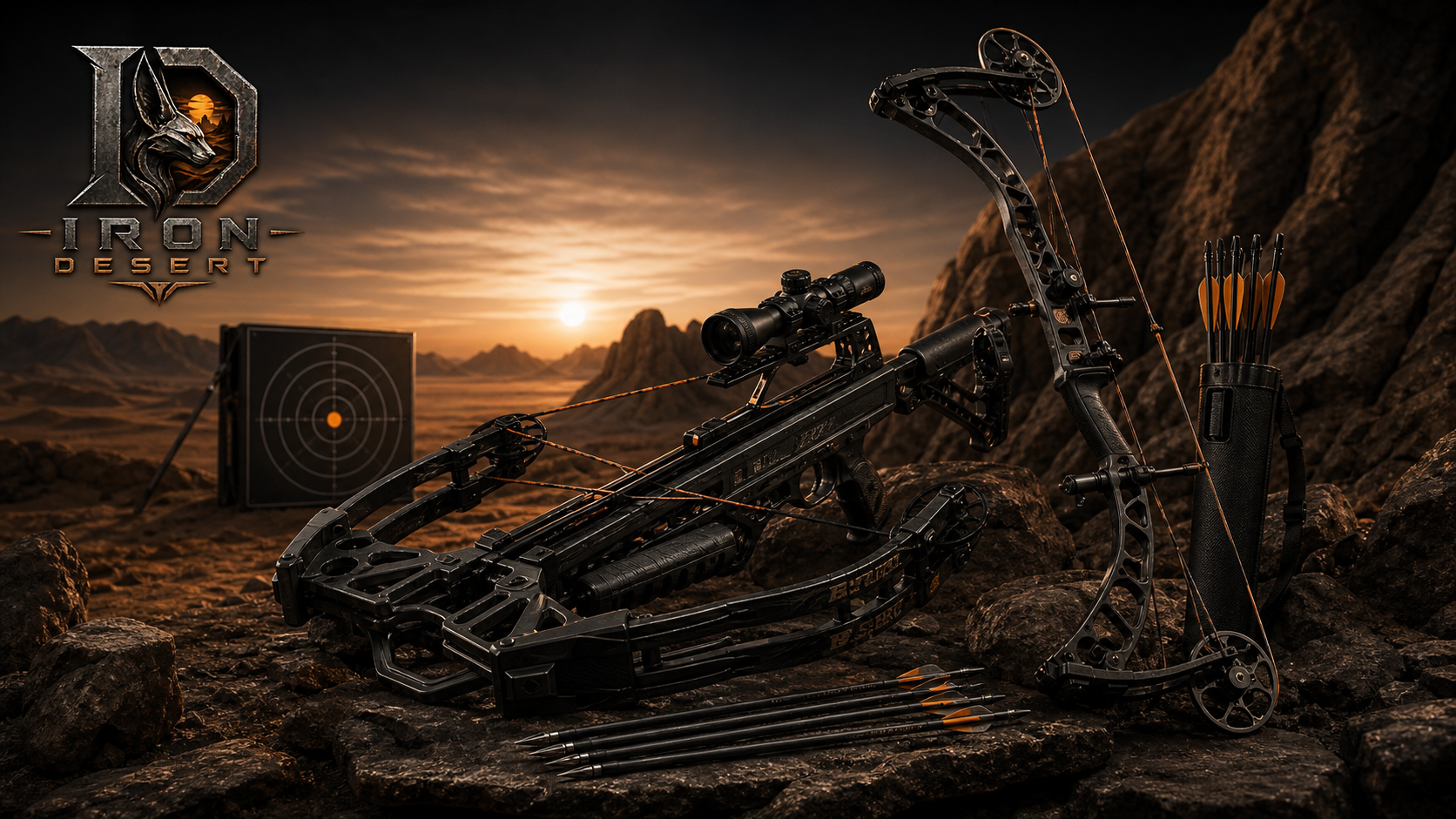 Crossbow archery equipment arrows and target