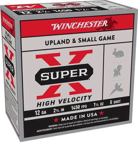 Winchester Ammo 12 Gauge Super-X High Velocity Shotshells – 1-1/4 oz #5 for Small Game and Upland Hunting