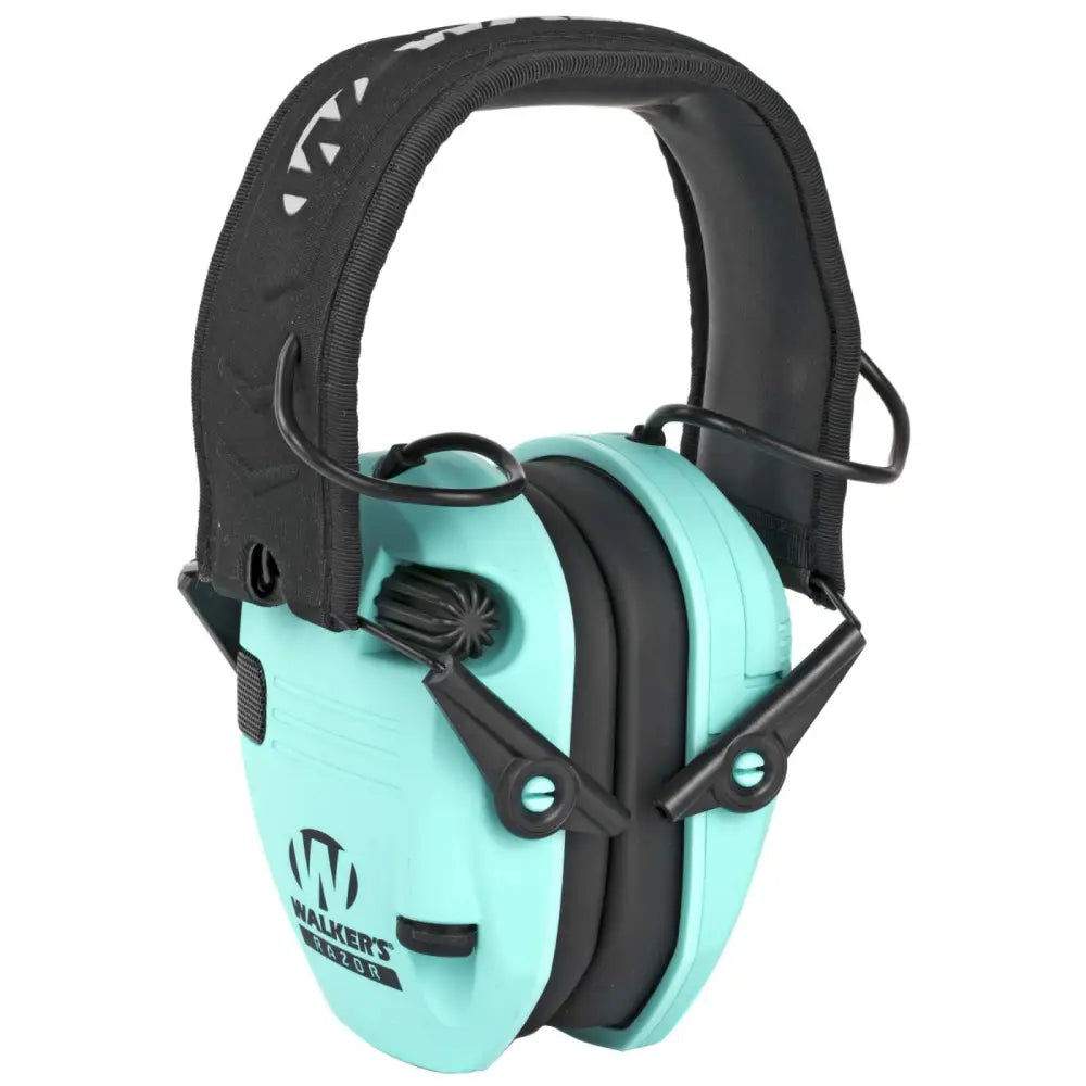 Walkers Game Ear Razor Slim Electronic Muff Lights in Teal - Over-the-Head Ear Protection for Adults