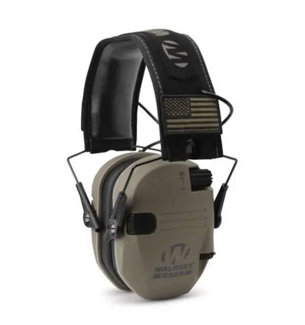 Walkers Game Ear Patriot Muff Series FDE Electronic Ear Muffs with American Flag Design