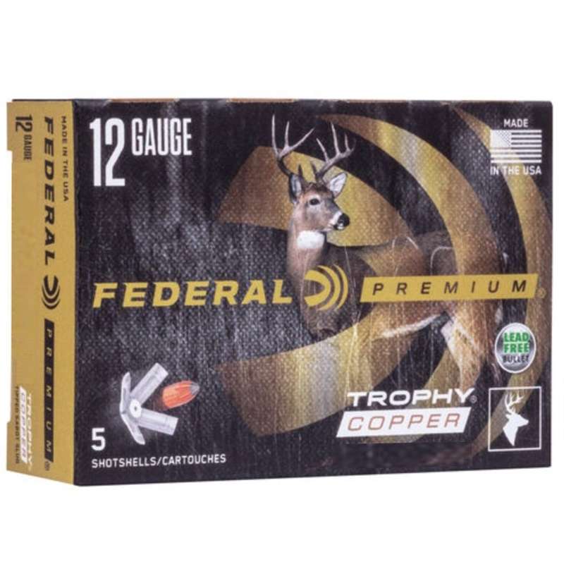 Federal 20 Gauge 3-inch 275 Grain Freight Train Copper Sabot Slug, 5 Rounds per Box, 10 Boxes per Case