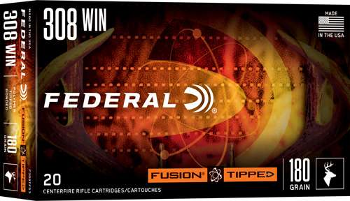 Federal .308 Winchester 180 Grain Fusion Tipped Soft Point Ammunition, 20 Rounds per Box