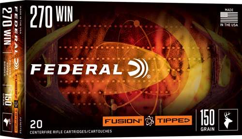 Federal .270 Winchester 150 Grain Fusion Tipped Soft Point Ammunition - 20 Rounds per Box, 10 Boxes per Case