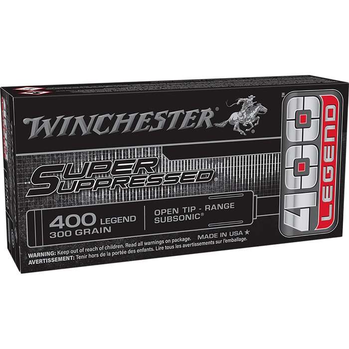 Winchester Ammo Super Suppressed 400 Legend Open Tip 300 Grain – 20 Rounds per Box, 200 Rounds per Case