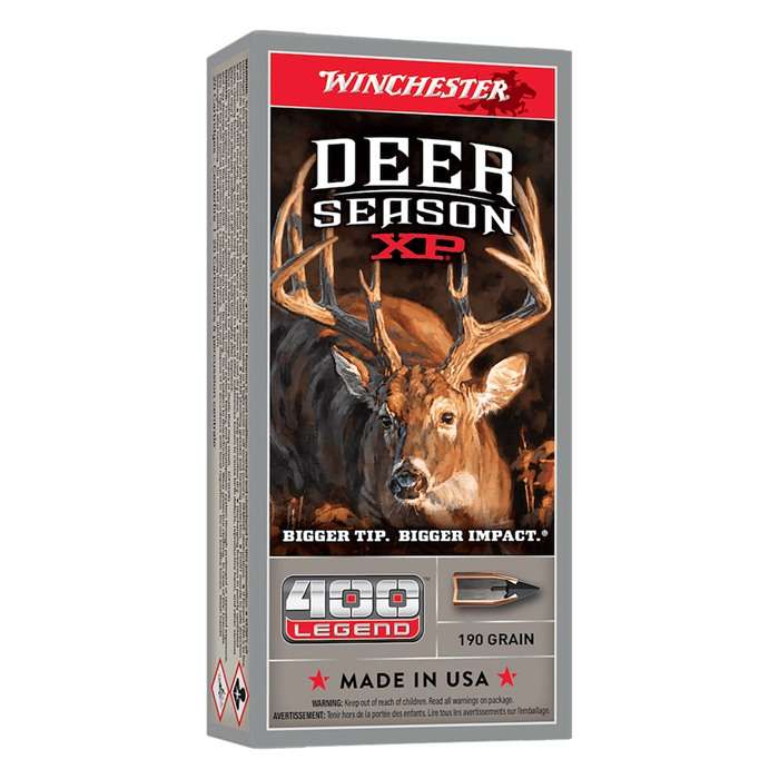 Winchester Ammo Deer Season XP 400 Legend 190 Grain Jacketed Soft Point, 20 Rounds per Box
