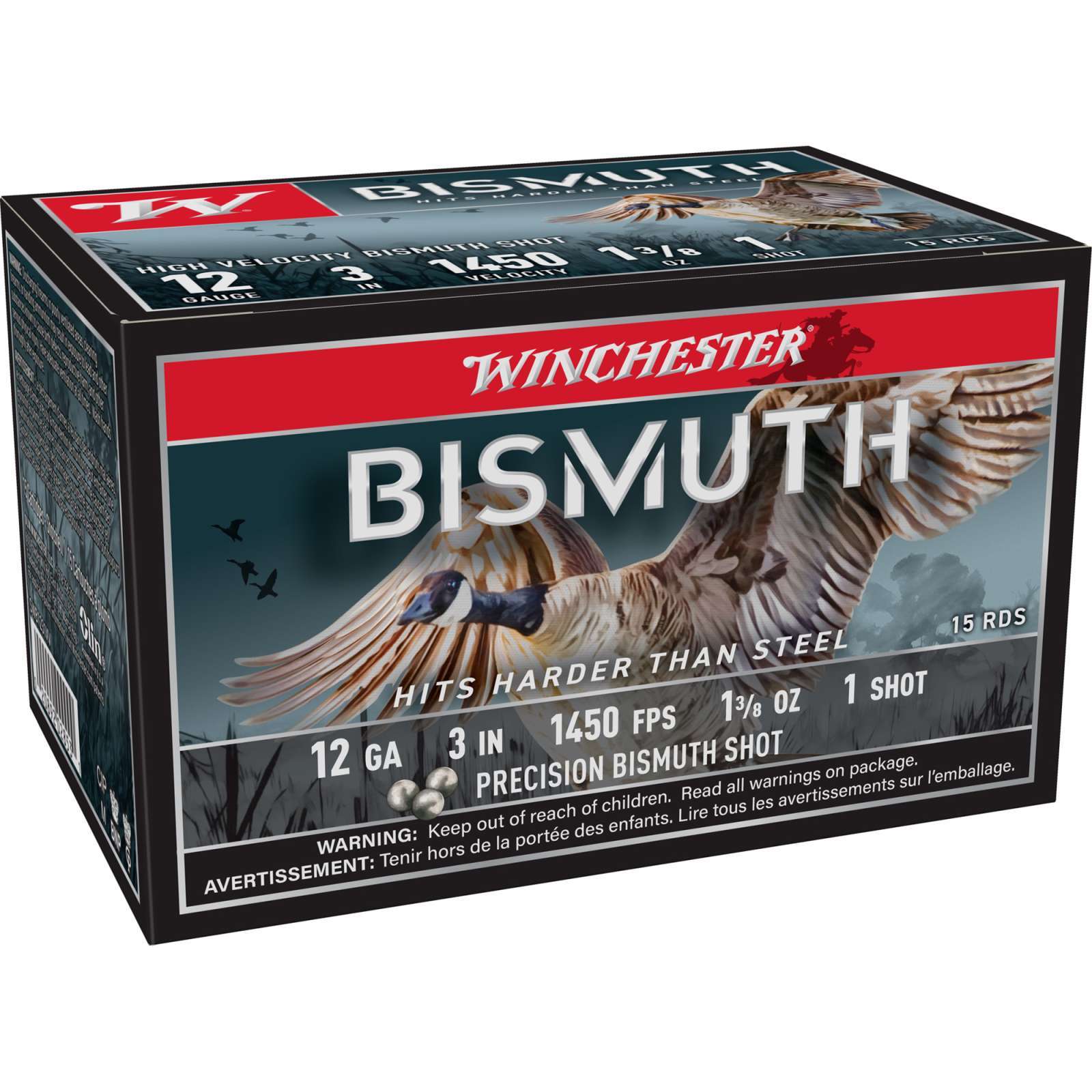 Winchester Ammo Winchester Bismuth 12 Gauge 3-Inch #1 Shotshell - 1-3/8 oz, 15 Rounds Per Pack