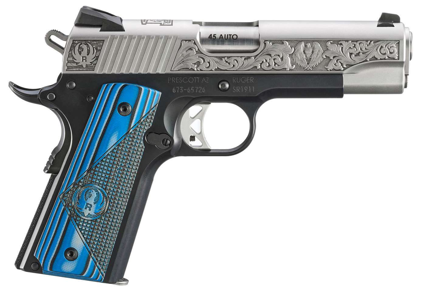 Ruger SR1911 Commander Newport NH Edition 45 ACP Pistol with 4.25-inch Barrel and Stainless Finish