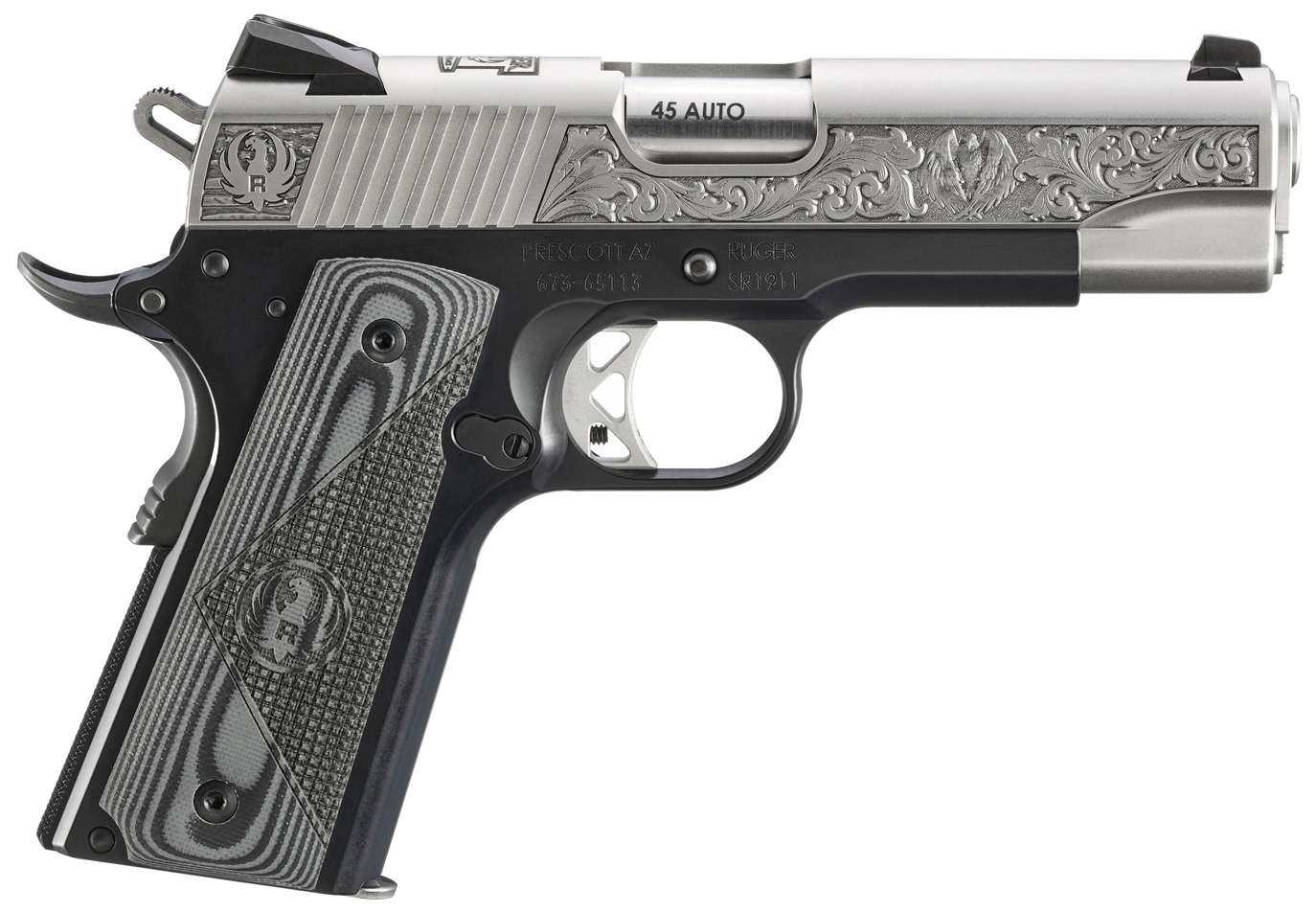Ruger SR1911 Commander Southport CT Edition 45 ACP Pistol with 4.25-inch Barrel and Adjustable Sights