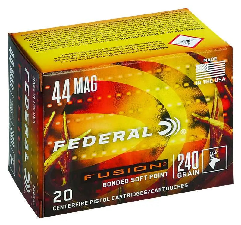 Federal .44 Magnum Fusion 240 Grain Bonded Soft Point Ammo - 20 Rounds per Box