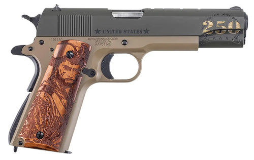 Auto Ordnance Army 250th Anniversary 1911 .45 ACP Pistol with Stainless Steel Barrel and Custom Wood Grips