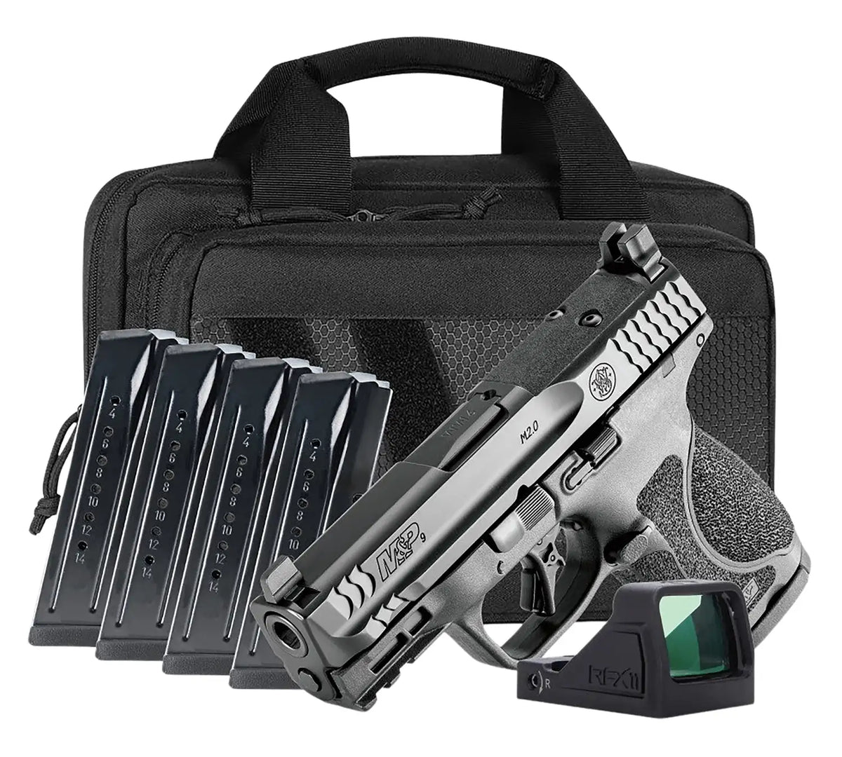SMITH & WESSON M&P 9 COMPACT M2.0 NTS O.R. 3.6" VIRIDIAN OPTIC, SAVIOR BAG, 5-15RD MAGS