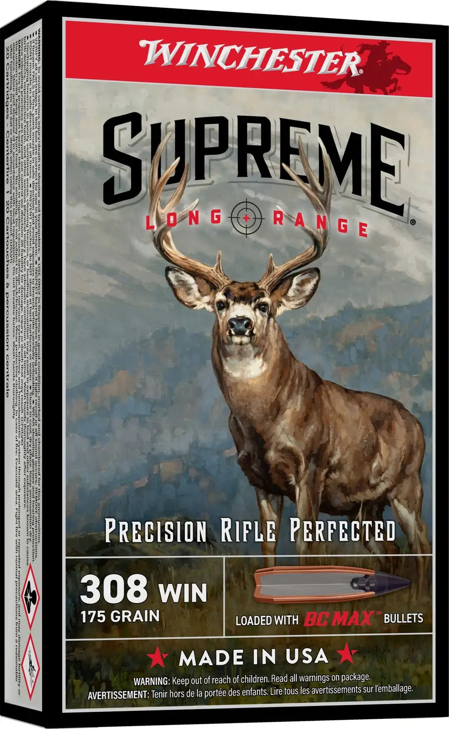 Winchester Ammo .308 Winchester Long Range 175 Grain Ballistic Coated Bullets, 20 Rounds per Box, 10 Boxes per Case