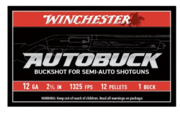 Winchester Ammo 12 Gauge 2 3/4" Buckshot - 1 Buckshot, 5 Rounds per Box, 50 Boxes per Case