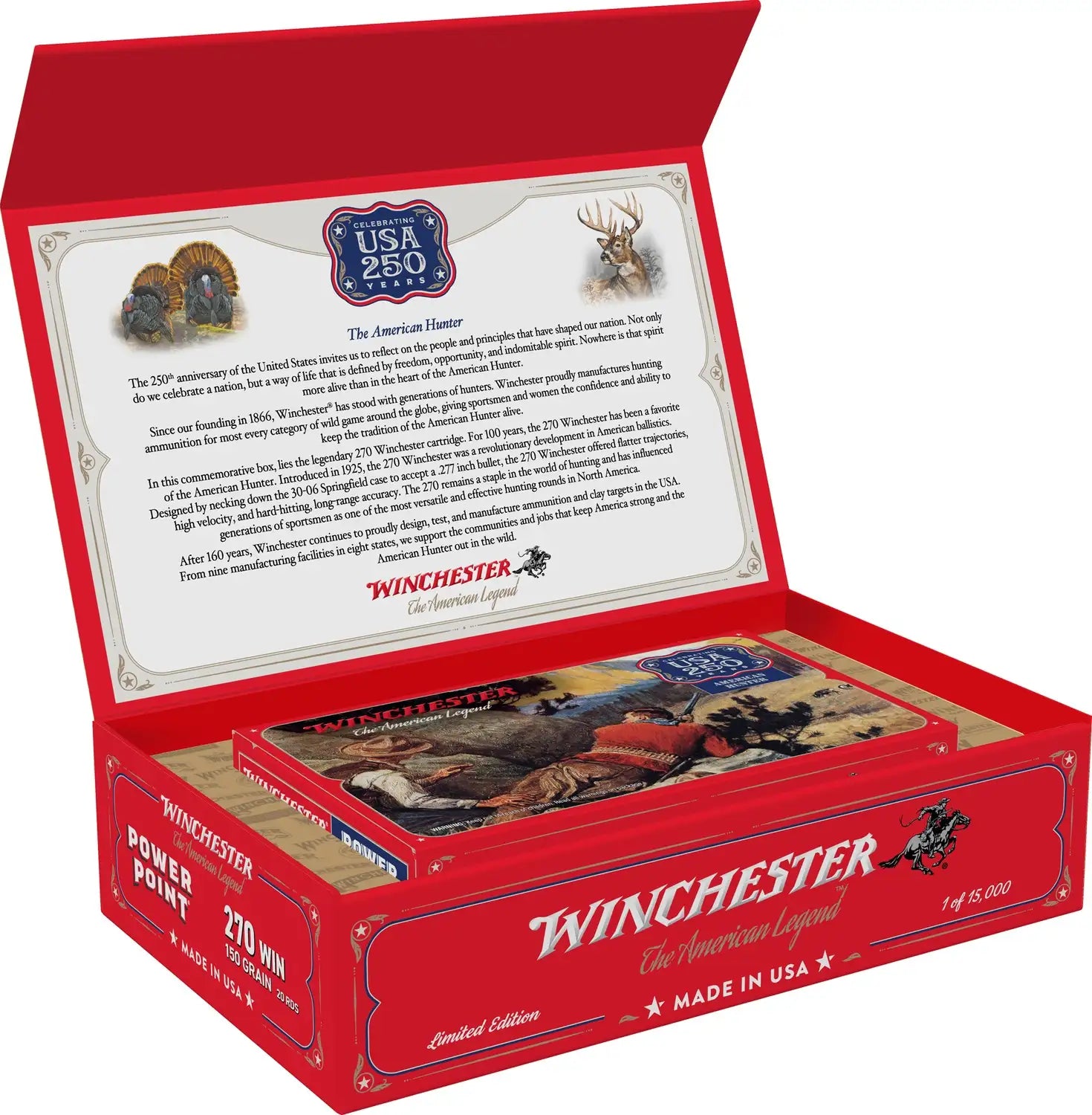 Winchester Ammo Super X .270 Winchester 150 Grain Power Point - 20 Rounds per Box, 6 Boxes per Case, 250th Anniversary Series
