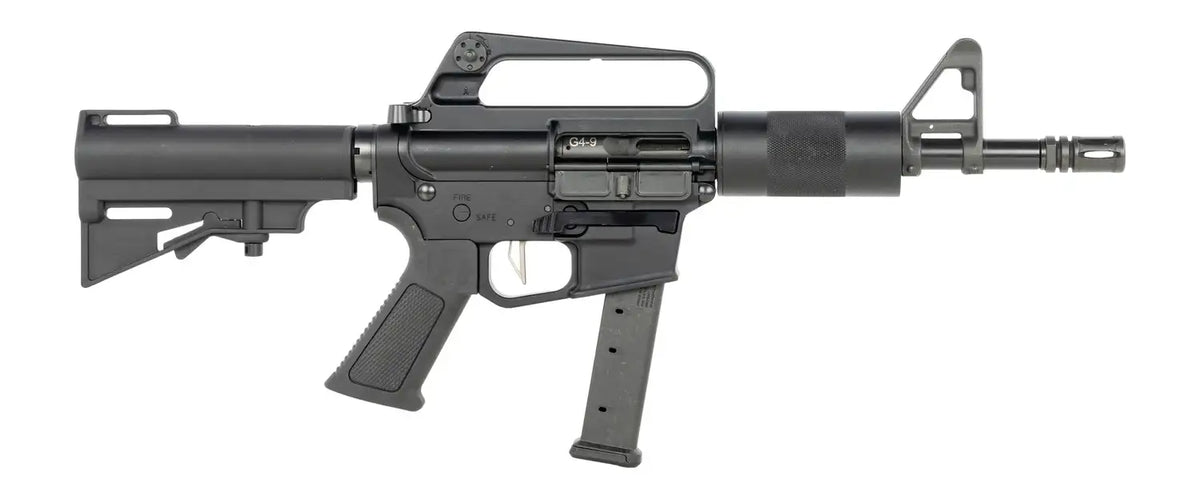 DPMS KITTY KAT G9 9MM PISTOL 8" A1 SLICK SIDE TUBE, CAR BRACE 1-33RD GLOCK MAG