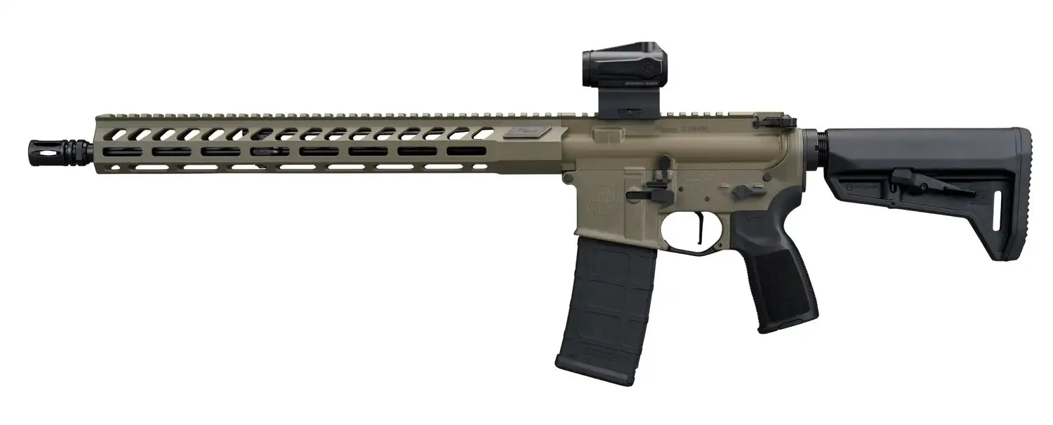Sig Sauer M400 Forge 5.56 Rifle with 16.5-inch Barrel, Moss Green Cerakote Finish, Romeo MSR Gen2, and Magpul SL-K Stock