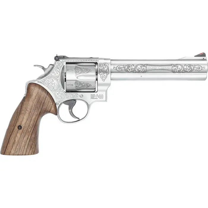 Smith & Wesson Model 629 Engraved Stainless Revolver with 6.5-inch Barrel and Walnut Grips