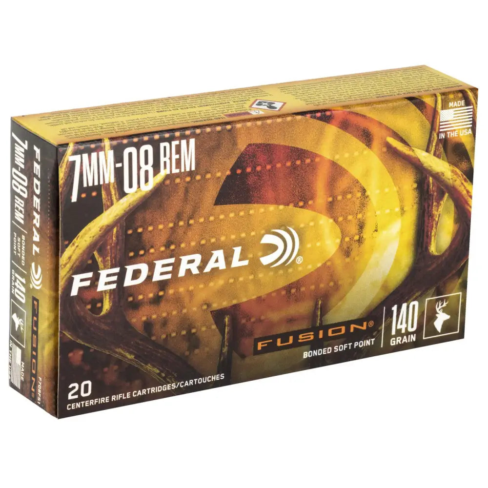 Federal 7mm-08 Remington 140 Grain Fusion Soft Point Rifle Ammunition – 20 Rounds per Box
