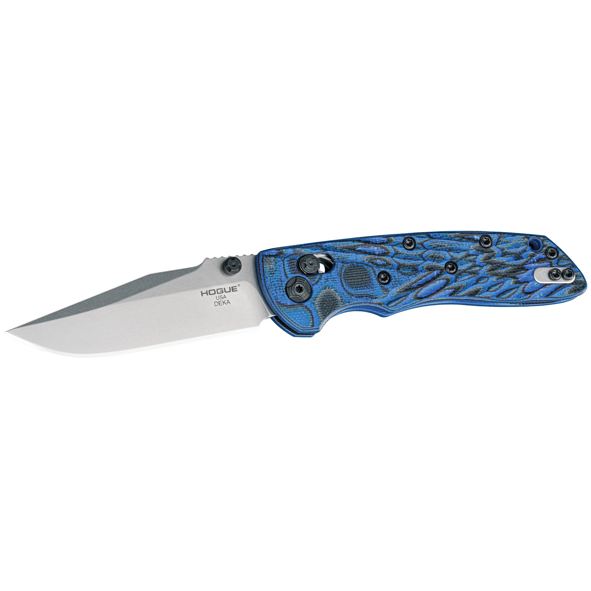 Hogue Deka 3.25-Inch Folding Knife with CPM-20CV Blade and Blue G10 Handle