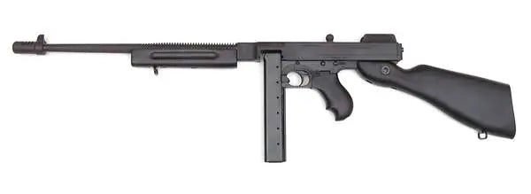 Thompson T1-C Commando Carbine .45 ACP Semi-Automatic Rifle with 16.5" Finned Barrel and Walnut Stock