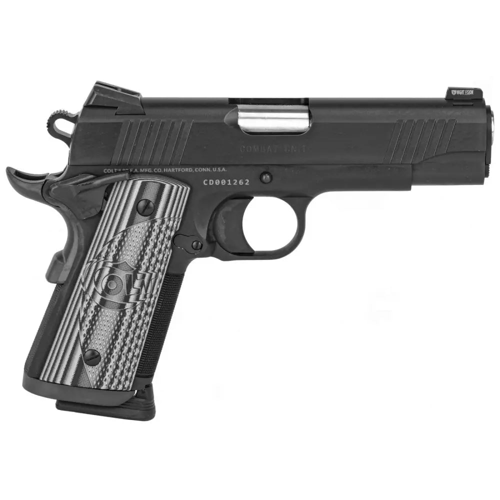 Colt Manufacturing 1911 CCU Commander Concealed Carry Pistol in 45 ACP with 4.25-inch Stainless Barrel and Black DLC Finish