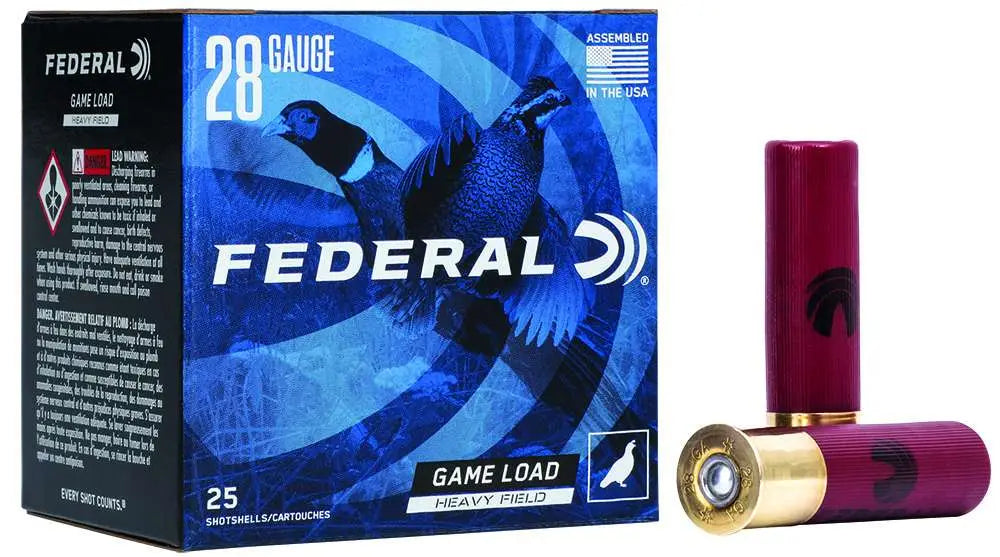 Federal 28 Gauge 2-3/4 inch High Brass Shotshells – 1 oz Lead Shot, 6 Shot Size, 25 Rounds per Box
