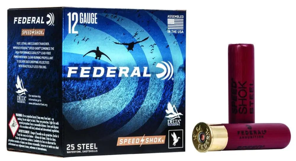 Federal 12 Gauge Waterfowl Steel Shot – 3.5 Inch, 1-3/8 Ounce, Size 2, 25 Rounds Per Box