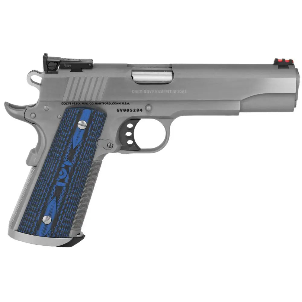 Colt Mfg O5073XE 1911 Gold Cup Trophy .38 Super Pistol with Stainless Steel Finish and Blue G10 Grips
