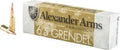 Ale X Ander Arms 6.5 Grendel Match Ammunition - 123 Grain Lapua Scenar Boat Tail, 20 Rounds