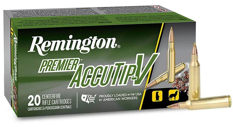 Remington Ammunition REMI29186 .22-250 Remington 50-Grain AccuTip-V Boat-Tail Rifle Rounds - 20 Rounds per Box