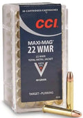 CCI 22 WMR MaxiMag 40 Grain Total Metal Jacket Ammunition, 50 Rounds per Box