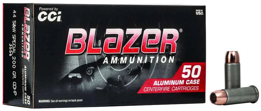CCI .44 Special 200 Grain Jacketed Hollow Point Ammunition - Blazer Series, 50 Rounds per Box