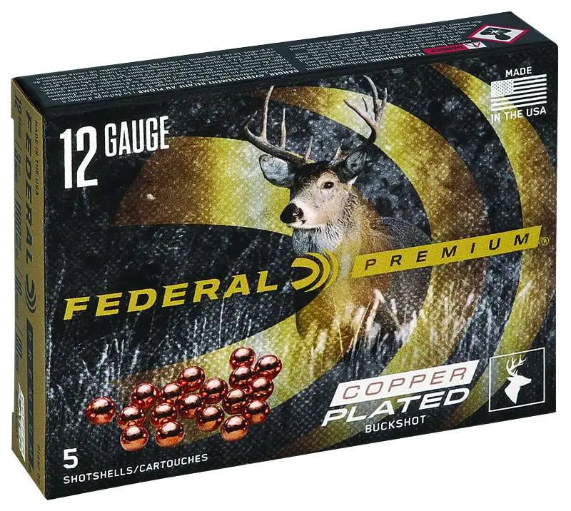 Federal 12 Gauge 2-3/4 inch Magnum Buckshot - 00 Buck, 9 Pellets per Shell, 1325 fps, 5 Rounds per Pack