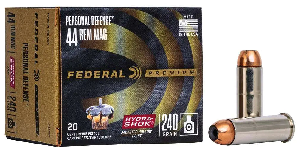 Federal .44 Magnum Hydra-Shok Jacketed Hollow Point Ammunition, 240 Grain, 20 Rounds