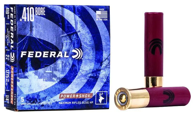 Federal 410 Gauge Rifled Slug with Hollow Point - 2.5 Inches, 109 Grain, 1775 FPS, 5 Rounds per Box