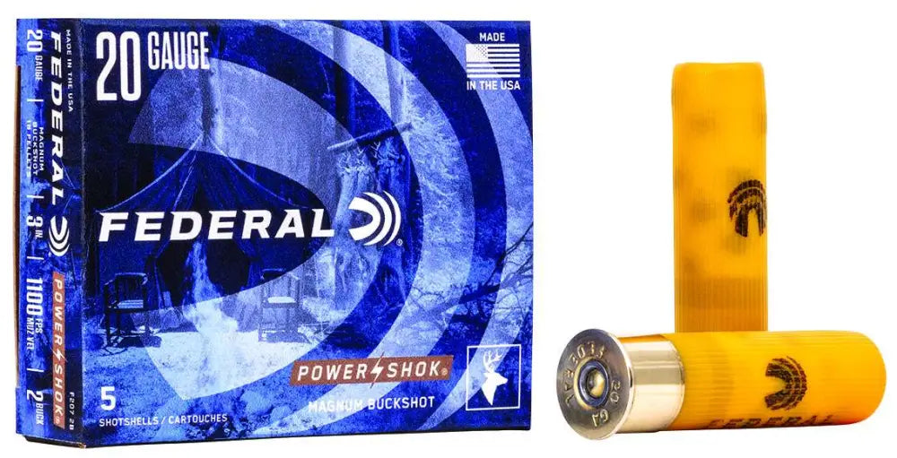 Federal 20 Gauge Magnum Buckshot Ammunition, 3-Inch Shells with 18 Pellets and 2 Buck Shot, 50 Rounds per Case