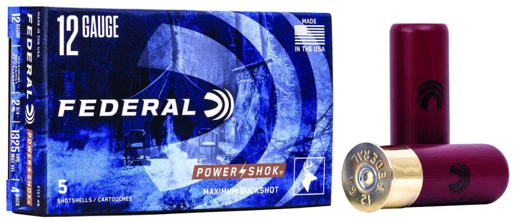 Federal 12 Gauge 2-3/4 inch Magnum Buckshot with 27 Pellets, 4 Buck, 5 Rounds per Box