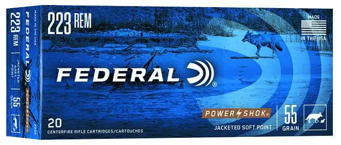 Federal .223 Remington Power-Shok Soft Point Ammunition - 55 Grain, 20 Rounds per Box