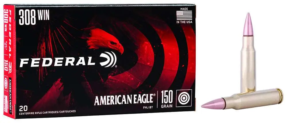 Federal .308 Winchester 150 Grain FMJ Boat-Tail Ammunition – 20 Rounds per Box, 25 Boxes per Case