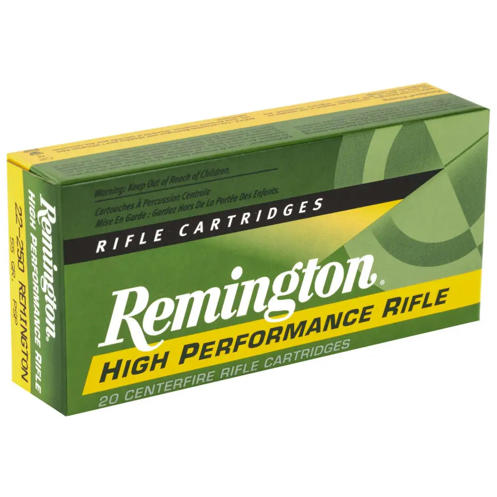 Remington Ammunition R22501 .22-250 Remington 55 Grain Pointed Soft Point Rifle Rounds, 20 Rounds per Box