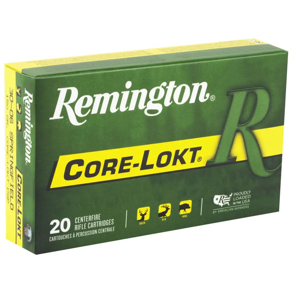 Remington Ammunition R30062 30-06 Springfield 150 Grain Core-Lokt Pointed Soft Point - 20 Rounds per Box