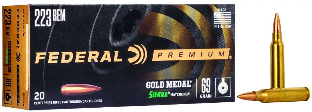Federal Gold Medal Series .223 Remington 69-Grain Sierra MatchKing Boat Tail Hollow Point Ammunition - 20 Rounds per Box