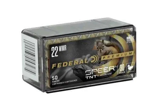 Federal 22 Magnum 30-Grain Speer TNT Hollow Point V-Shok Ammunition, 50 Rounds per Box