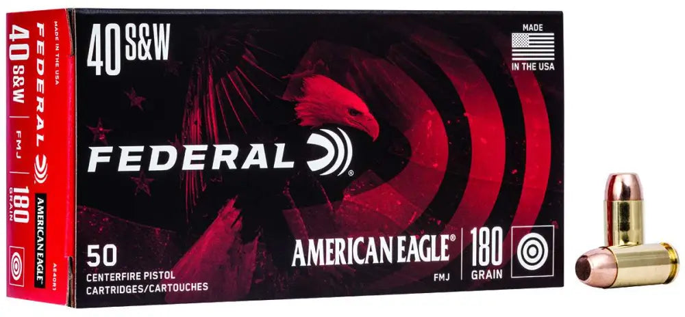 Federal .40 S&W 180 Grain FMJ Handgun Ammo – 50 Rounds per Box, 20 Boxes per Case