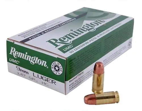 Remington Ammunition 9mm Luger 147-Grain FMJ UMC Target Shooting Cartridge - 50 Rounds per Box